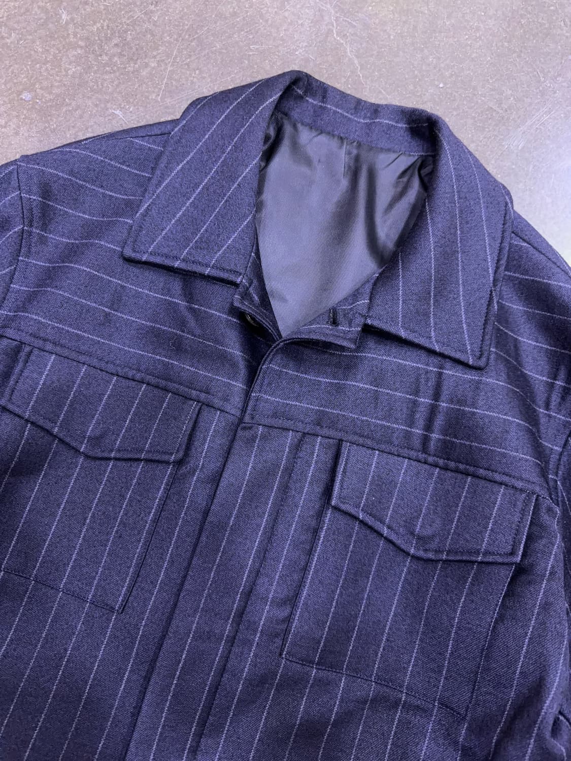 드러그옴므 스트라이프 울 트러커 블루종 자켓 S 상품이미지6