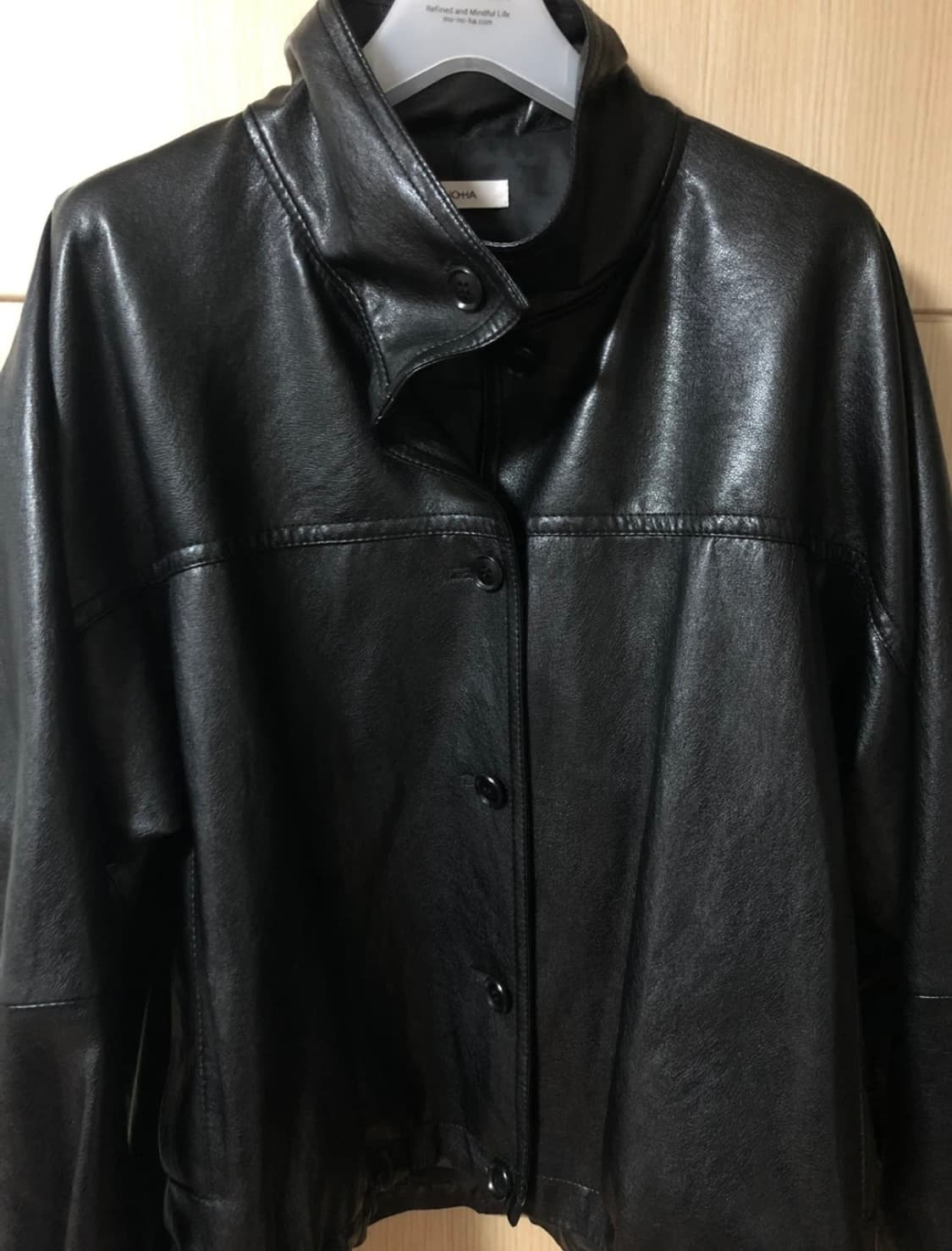 모노하 하이넥 버튼 자켓 블랙 상품이미지3