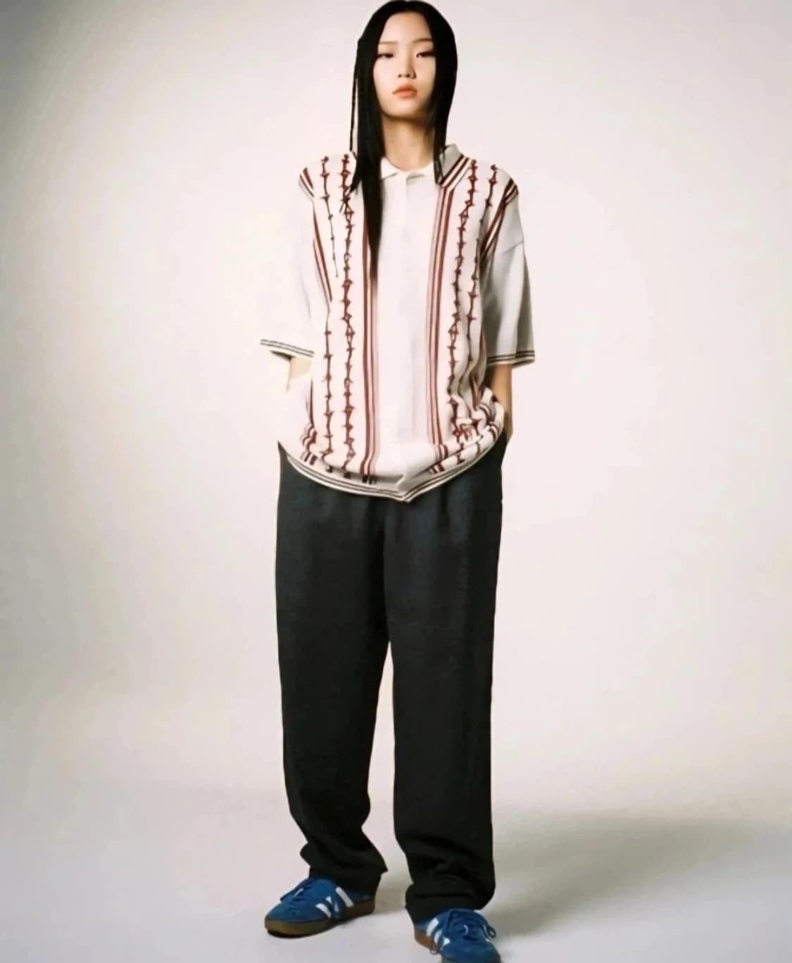 카비시 스트라이프 하프 슬리브 니트 셔츠 M 상품이미지6