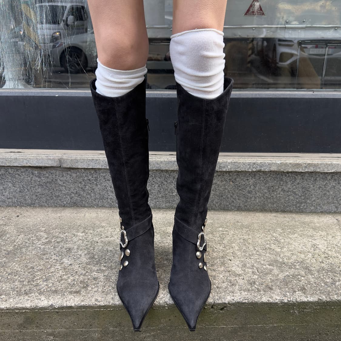 00s ORO 스웨이드 블링 버클 롱 웨스턴 부츠 상품이미지7