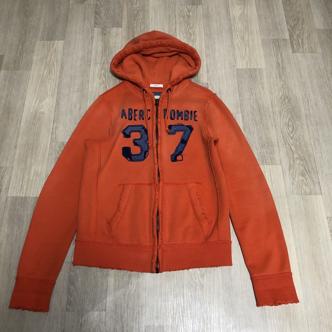 (머슬핏 M) 아베크롬비 Abercrombie 워시드 오렌지 후드 집업 상품이미지1