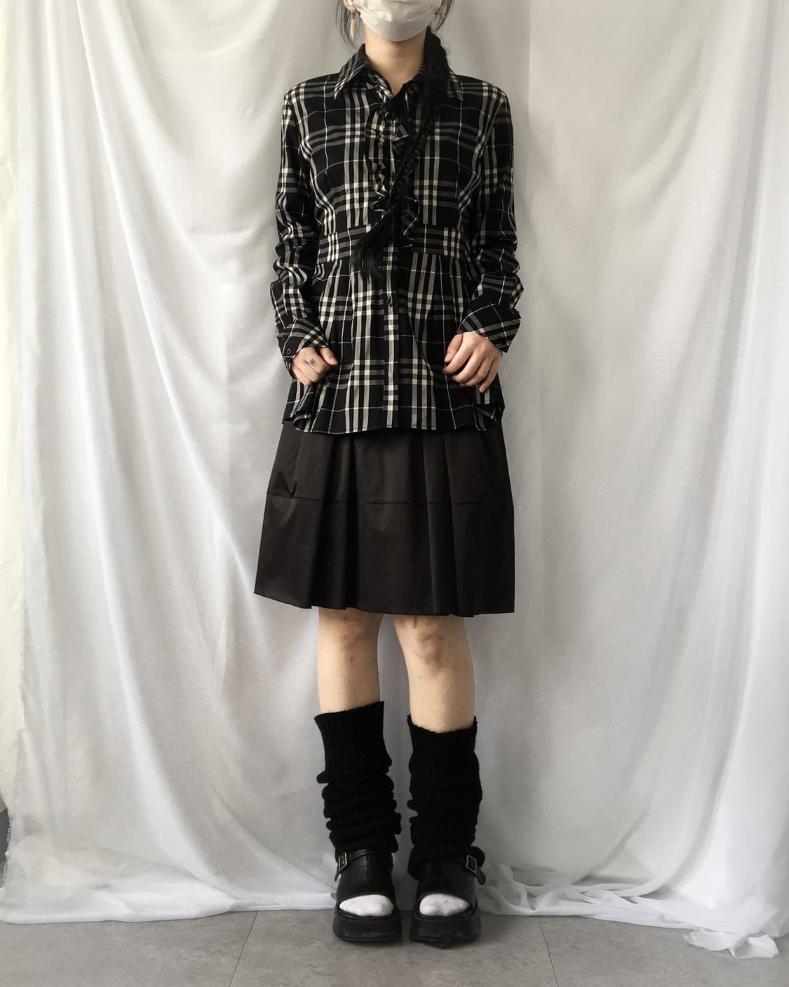 Naracamicie check patter frill shirt 상품이미지1