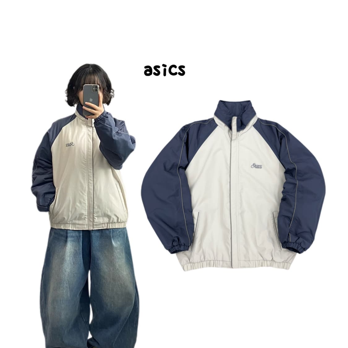 아식스 00s 올드스쿨 배색 점퍼 자켓 상품이미지1