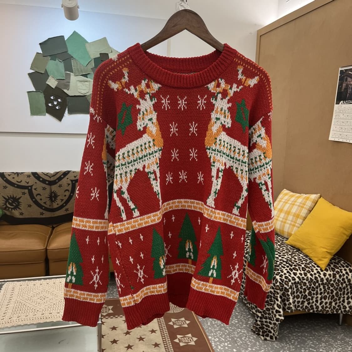 빈티지 노르딕 코위찬 홀리데이 패턴 뜨개 니트 95 C10132 상품이미지3