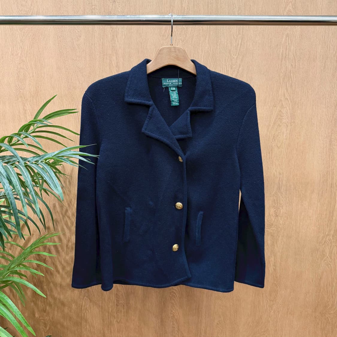 폴로 랄프 로렌 울 니트 노치드 라펠 금장 브라스 버튼 디테일 네이비 상품이미지1