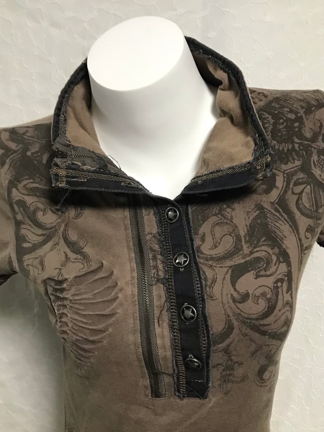 빈티지 glitz 글리츠 펑크 하이넥 카라 반소매 탑 상품이미지4