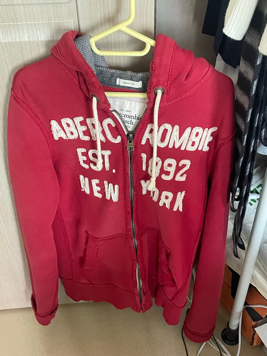 아베크롬비 레드 대장템 빈티지 후드집업 상품이미지1
