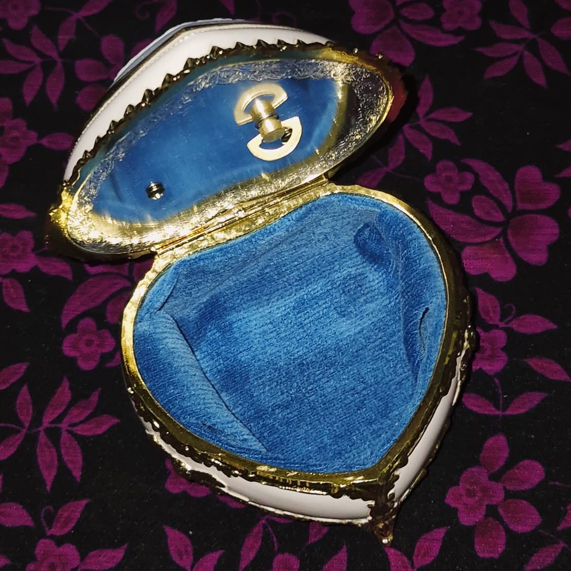 80s 산쿄 엔틱 여인 카메오 하트 오르골 보석함 상품이미지8