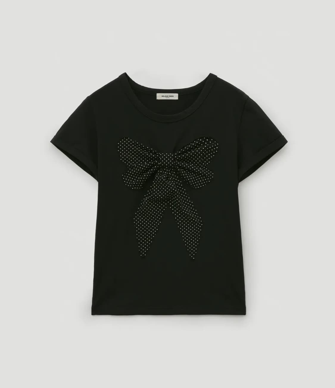 헬레네파리스 리본 아플리케 도트 하프 티셔츠 [블랙] 상품이미지1