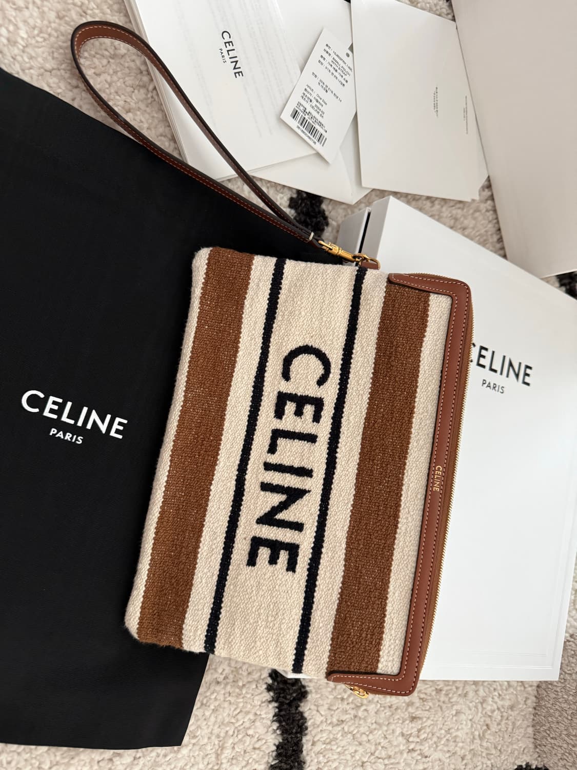 스트랩 파우치 - CELINE 자카드 스트라이프 텍스타일 상품이미지2