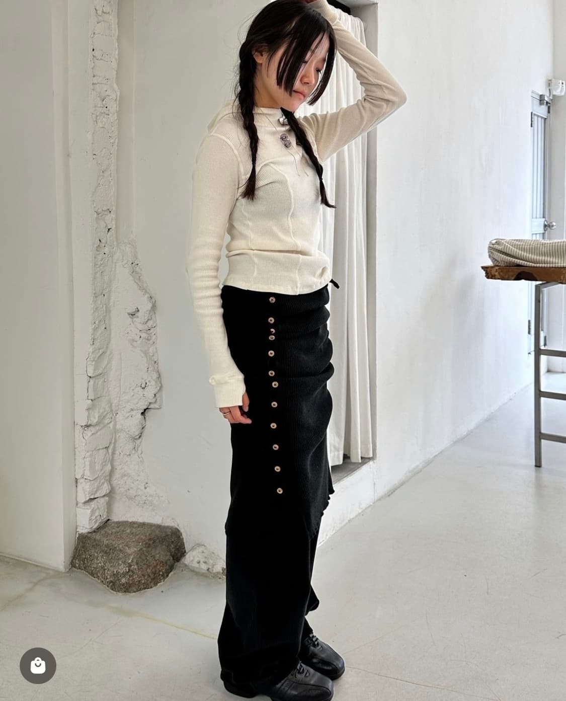 Baserange Dande skirt black 베이스레인지 스커트 상품이미지2