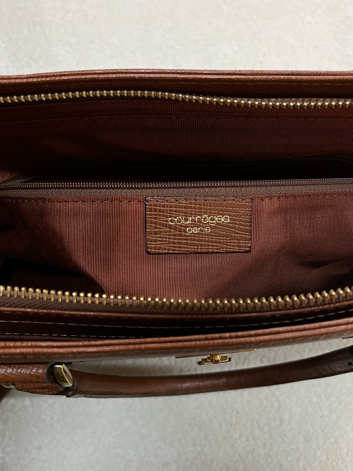 (더스트백)90s COURREGES 꾸레쥬 브리프케이스 라지 브라운 상품이미지10