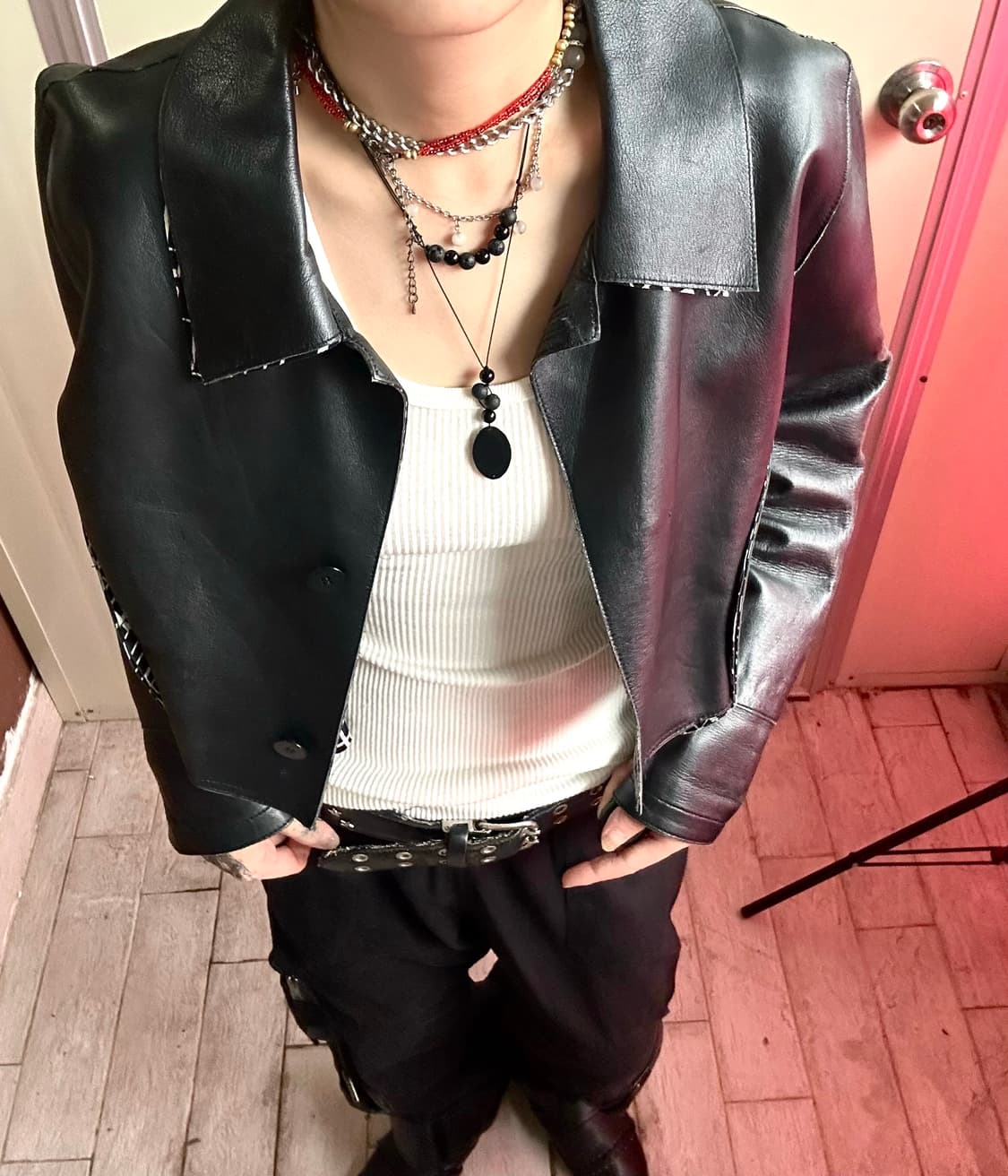 croped leather jacket 상품이미지3