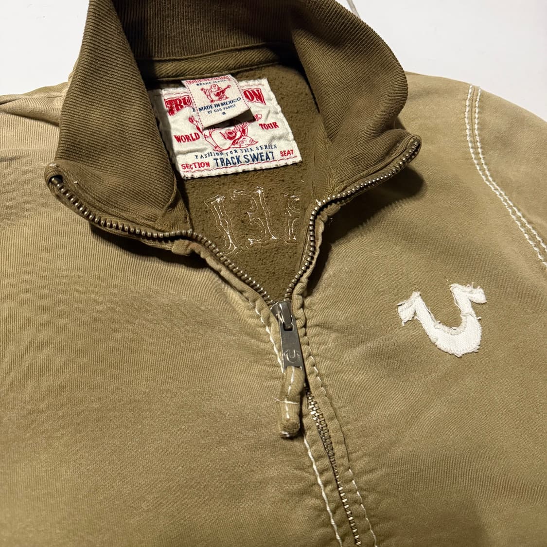 트루릴리젼 빈티지 에이징 워싱 카키 스컬 집업  상품이미지3