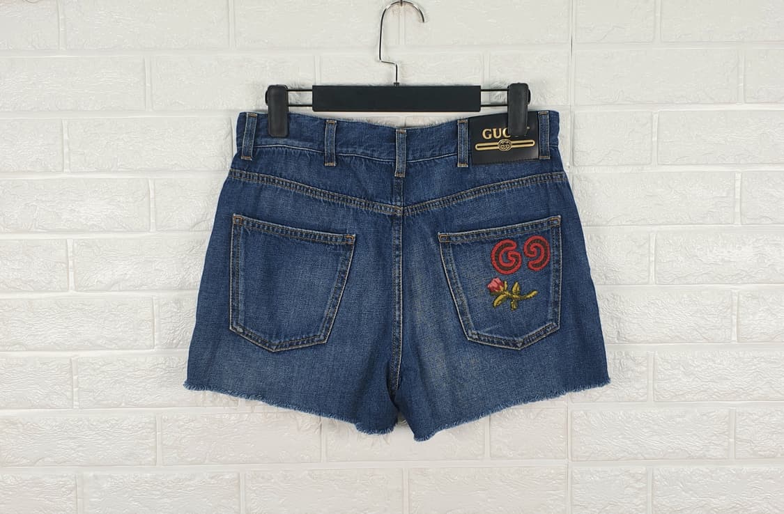 [26]구찌 정품 로즈 & GG 자수 데님 반바지 상품이미지4