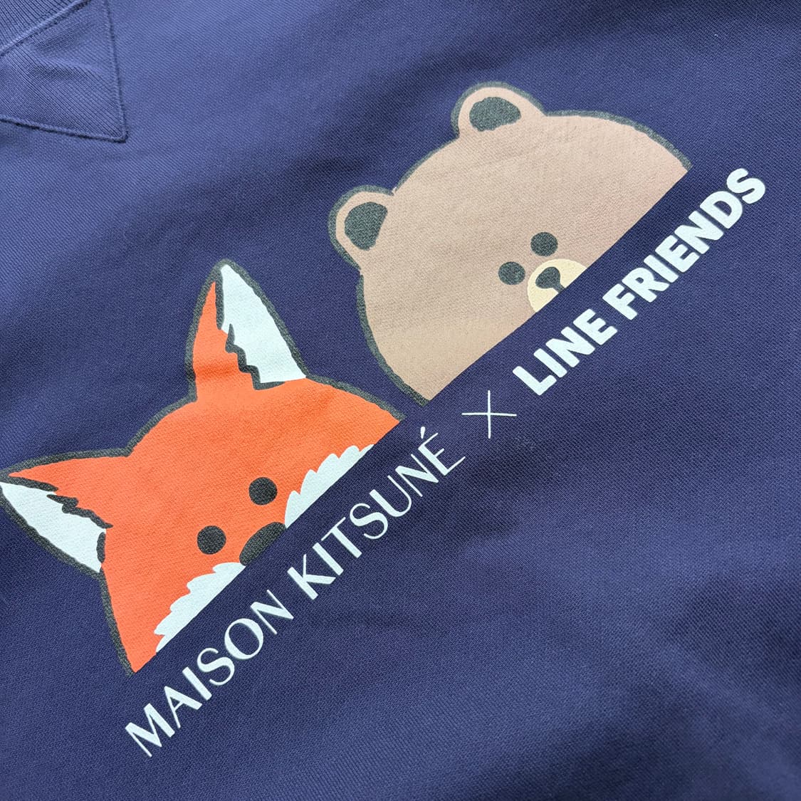 [L] 메종키츠네 라인프렌즈 맨투맨 네이비 B786 상품이미지4