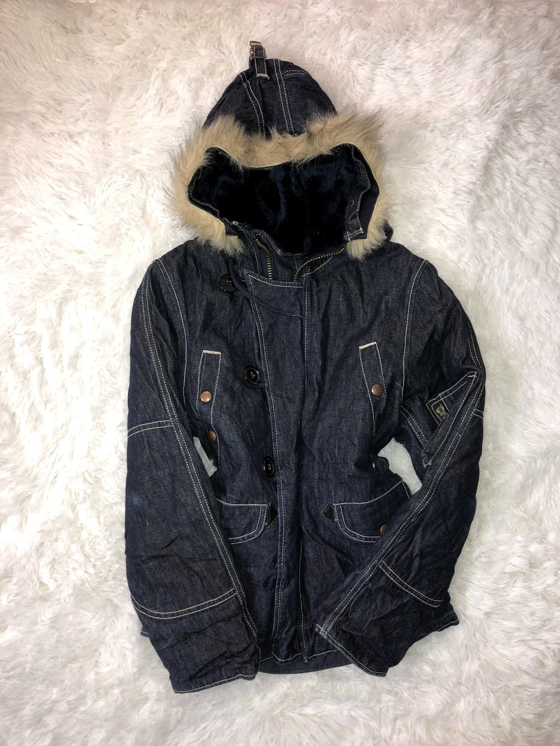 denim fur outer 상품이미지1