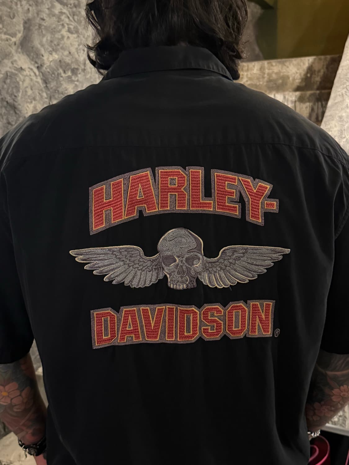 HALEY DAVIDSON 할리데이비슨 스컬패치 빈티지 반팔셔츠 상품이미지2