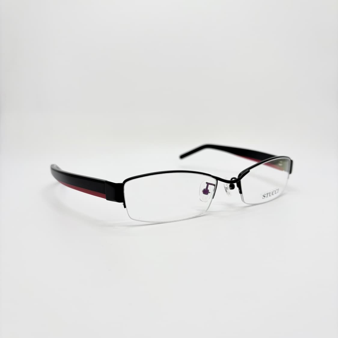 STUCCI 블랙 스퀘어 반무테 빈티지안경 상품이미지2