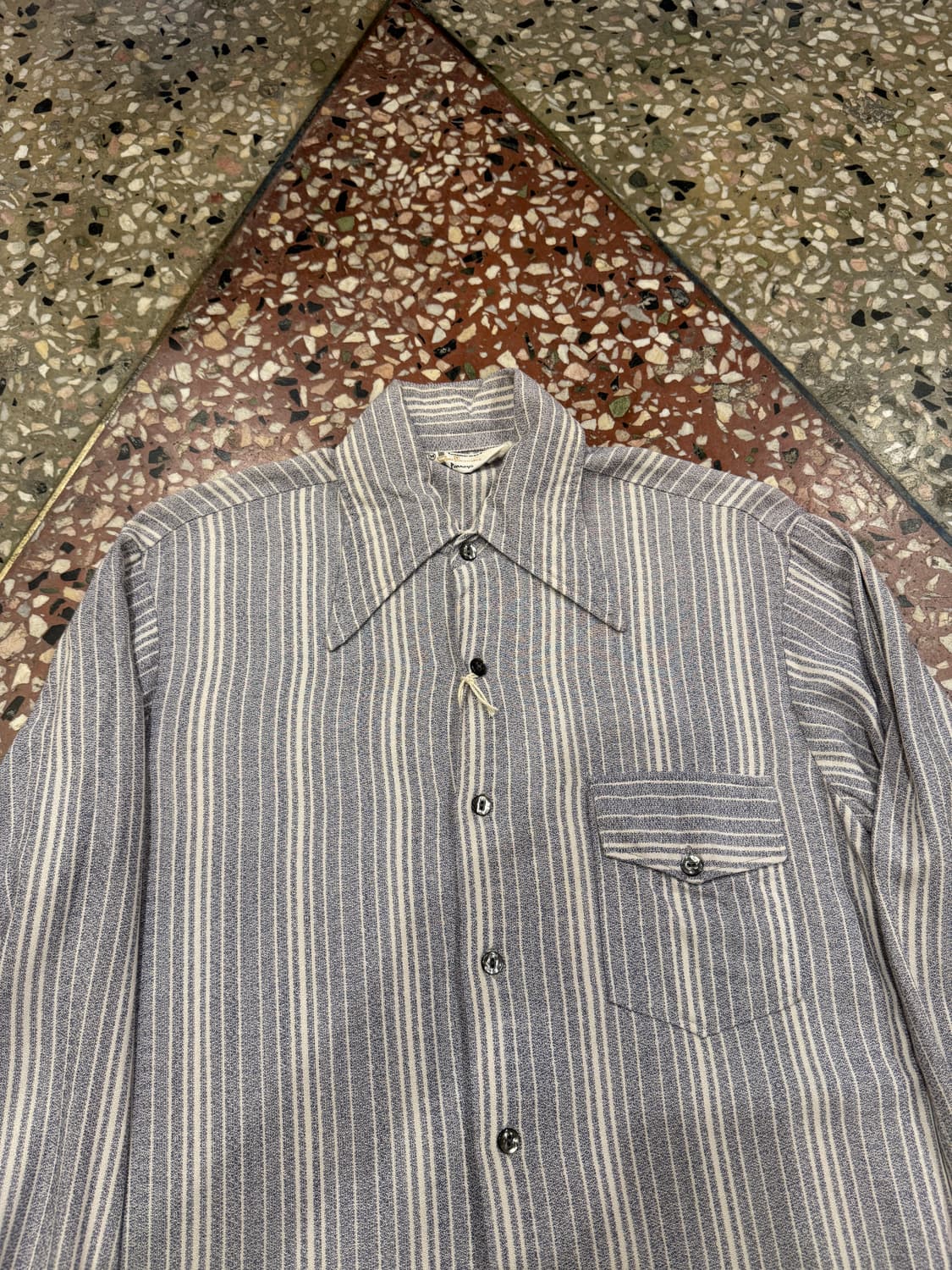 60s Towncraft 스트라이프 레이온셔츠 (M) 상품이미지4