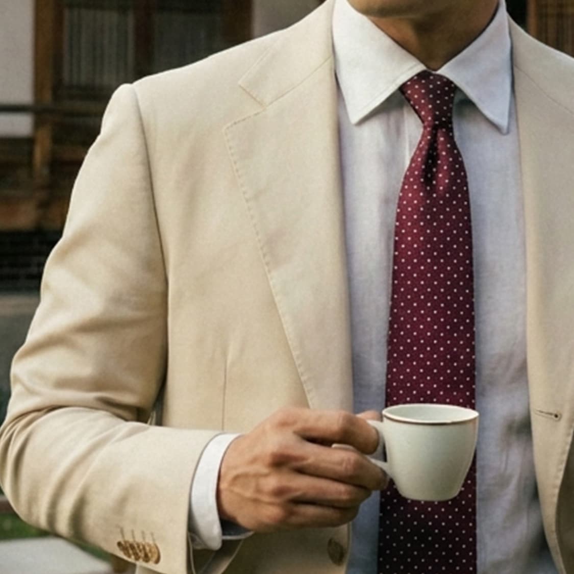 지오지아 실크 와인 도트 패턴 넥타이 8cm A+등급 K2286 상품이미지1