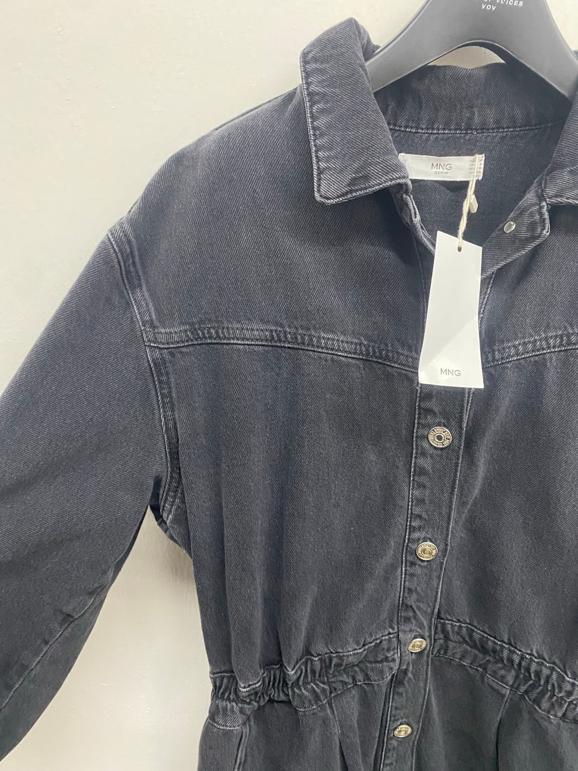 [택달린새제품] 망고MNG 데님 셔츠 원피스 블랙 M 상품이미지4