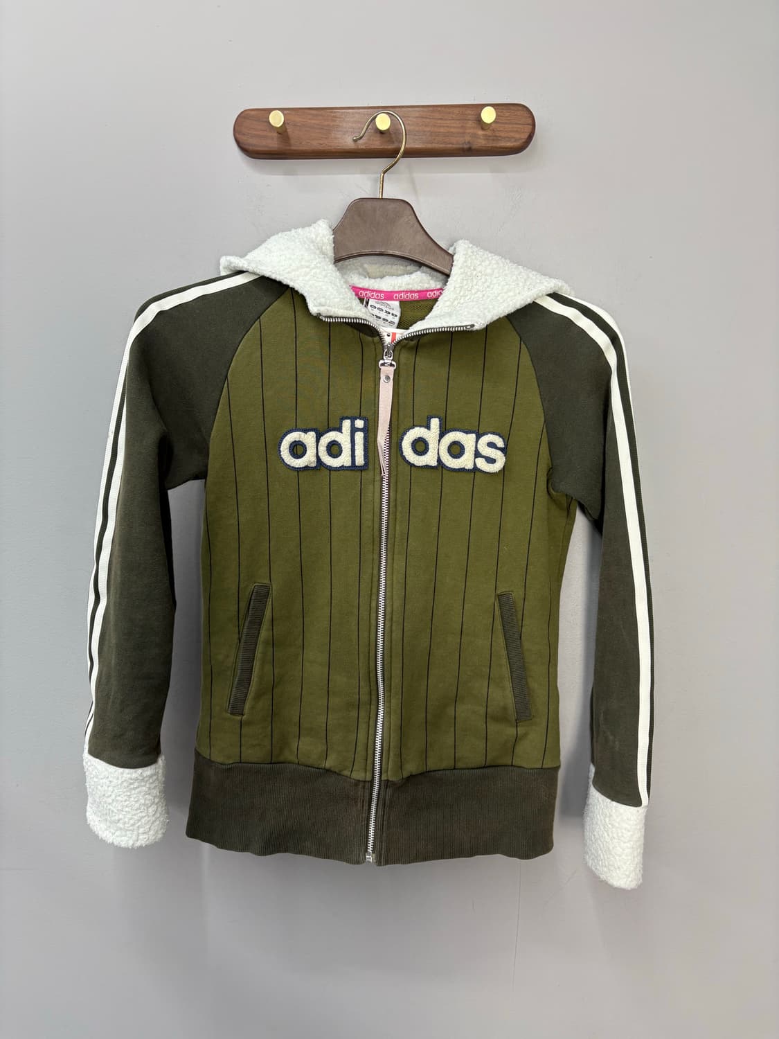 아디다스 카키 털 후드집업 A3027 상품이미지2