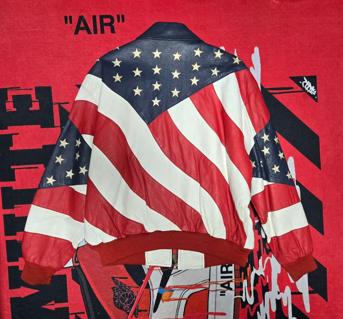 미국 성조기 가죽 레더 자켓 상품이미지3