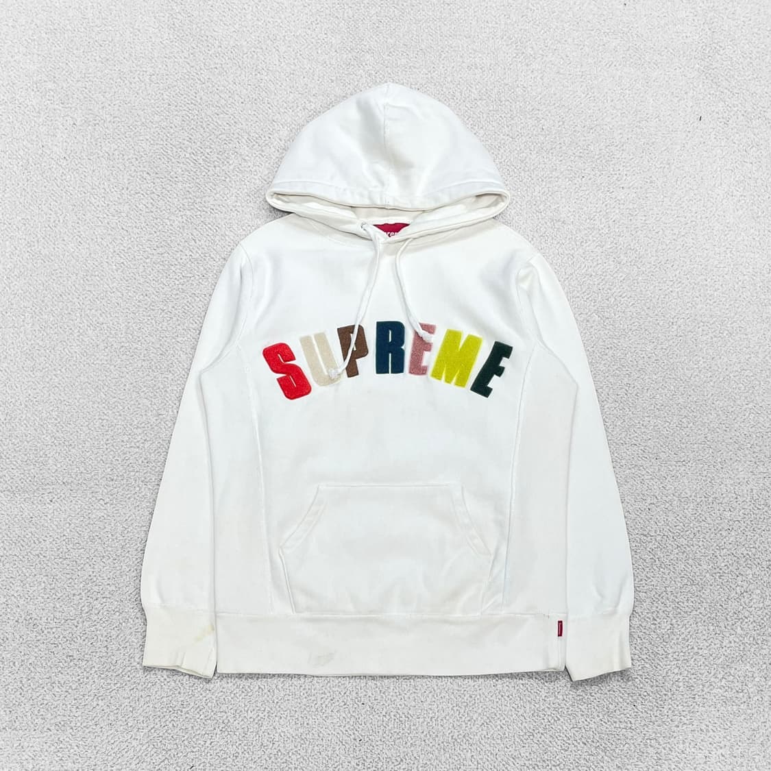 슈프림 Supreme 셔닐 아치 로고 후드티 화이트 상품이미지1