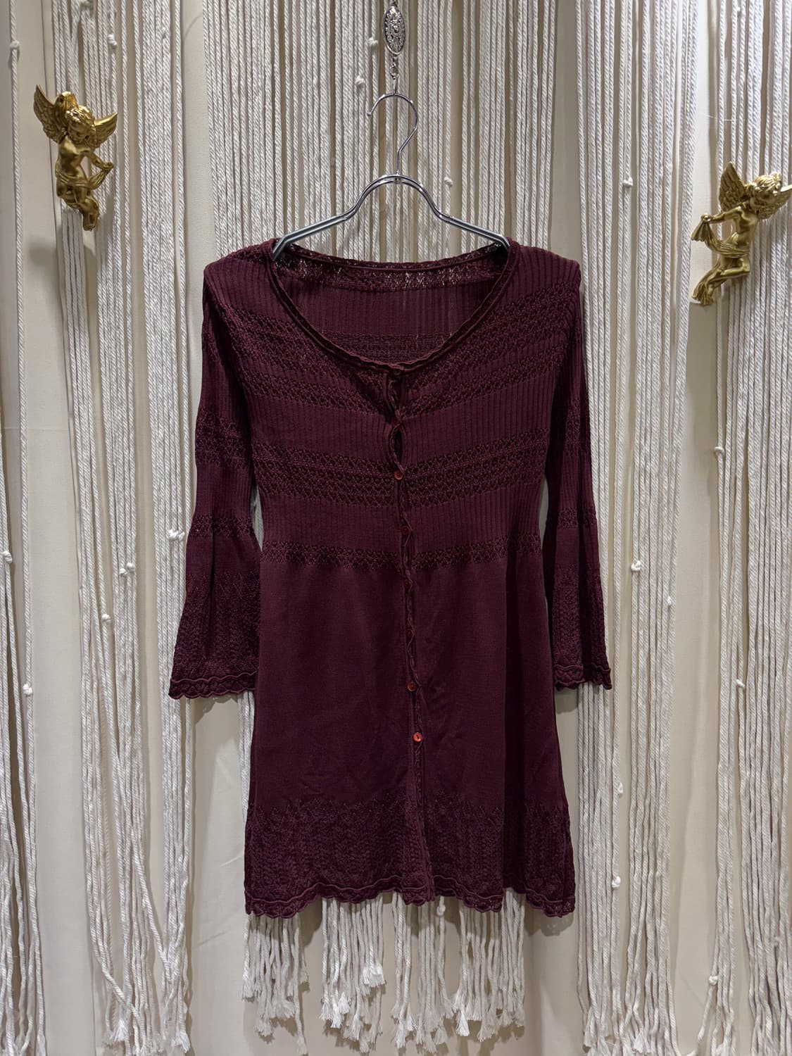 Burgundy Crochet Cardigan 0068 상품이미지5