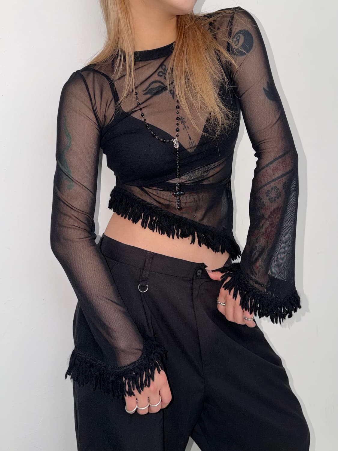 Jean Paul Gaultier 프린지 메쉬탑 상품이미지2