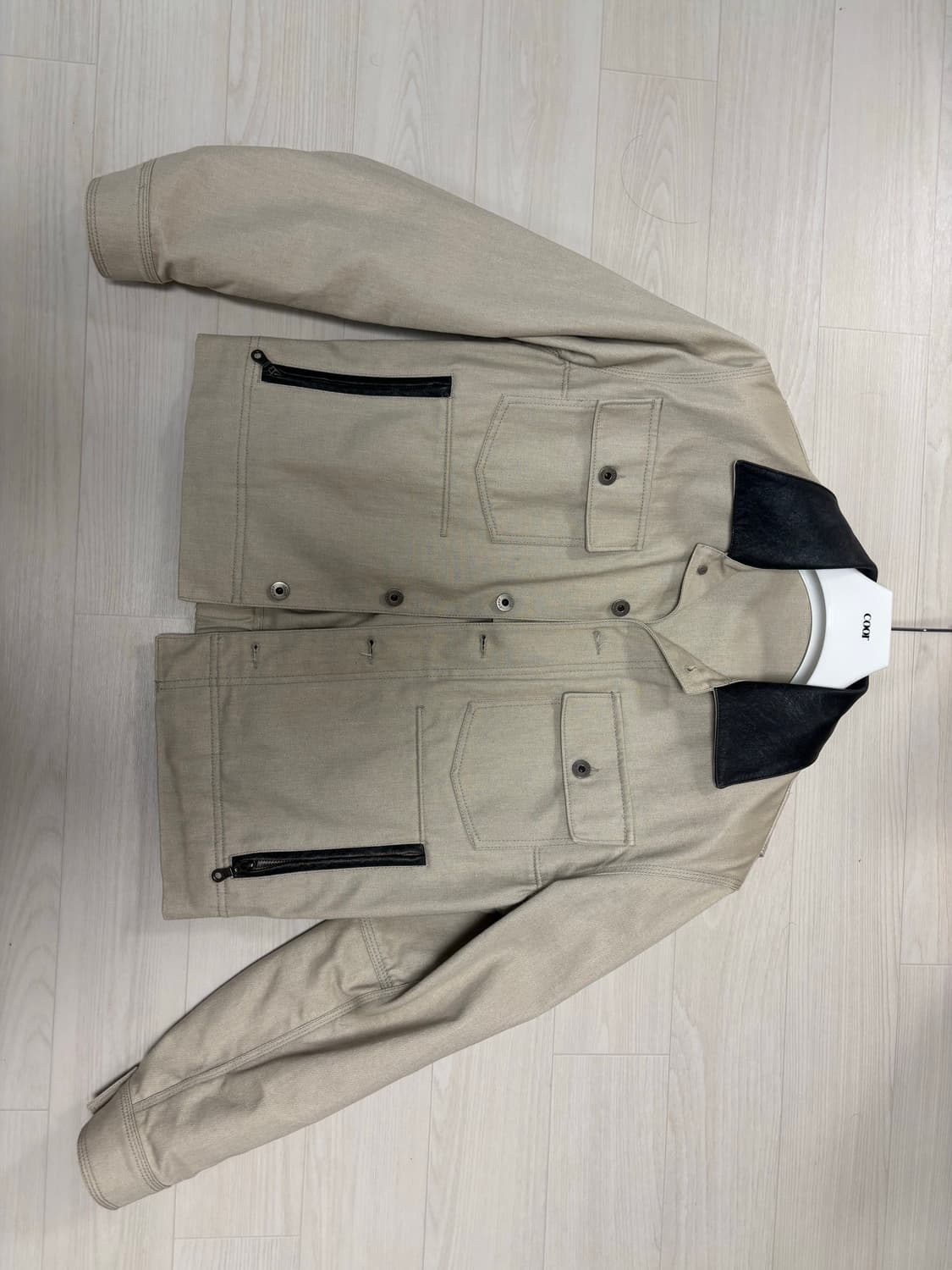 Coor 레더 패치워크 필드 자켓 (샌드베이지) S 상품이미지3