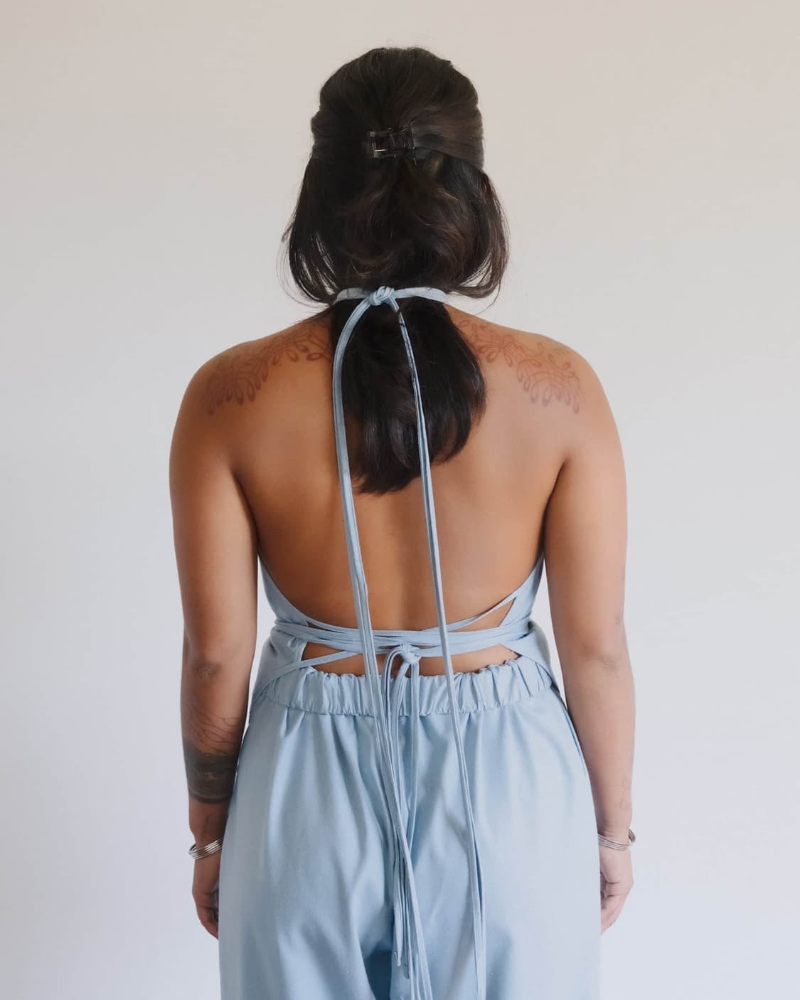 [S,M]베이스레인지 Mar 스트랩 슬리브리스 탑/세리 블루 상품이미지2