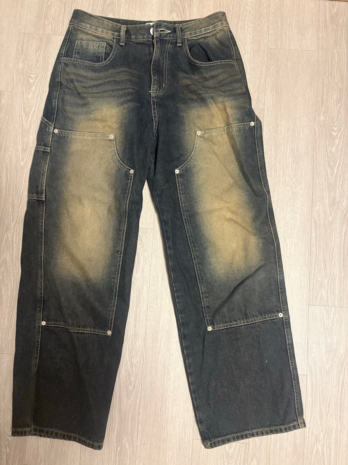 빈티지 워싱 더블니 카펜터 데님 팬츠 상품이미지1