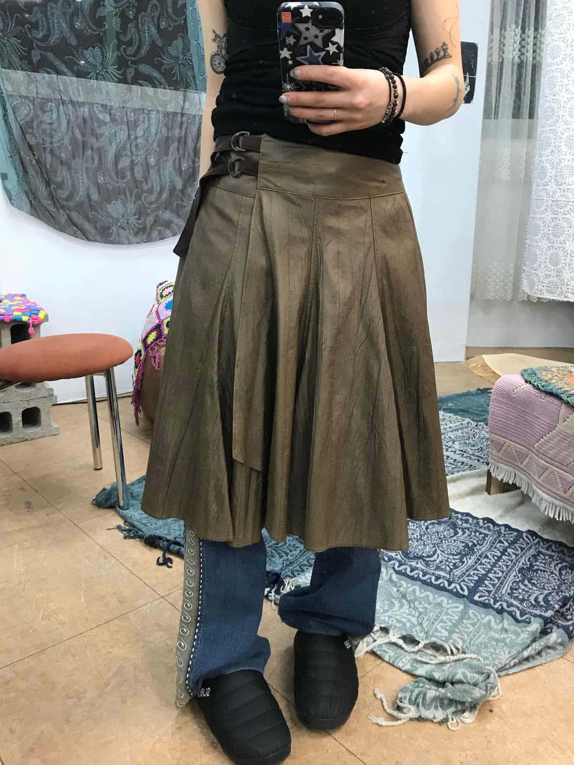 빈티지 여성 버클 랩 스커트  상품이미지1