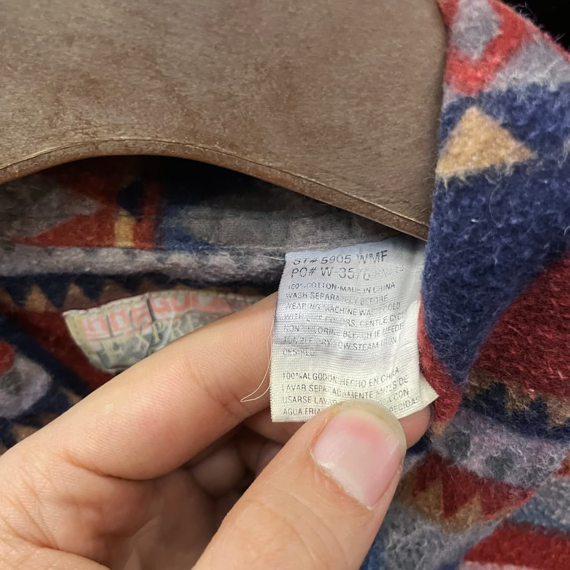 80s 익스프레스 라이더 블랭킷 나바호 패턴 포켓 플란넬 셔츠 N208 상품이미지9