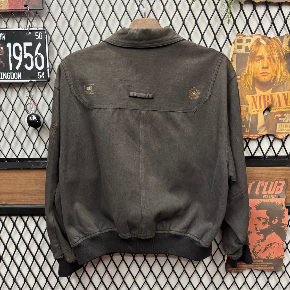 90s JPN VINTAGE 자수 패치워크 봄버 자켓 차콜 그레이 상품이미지2