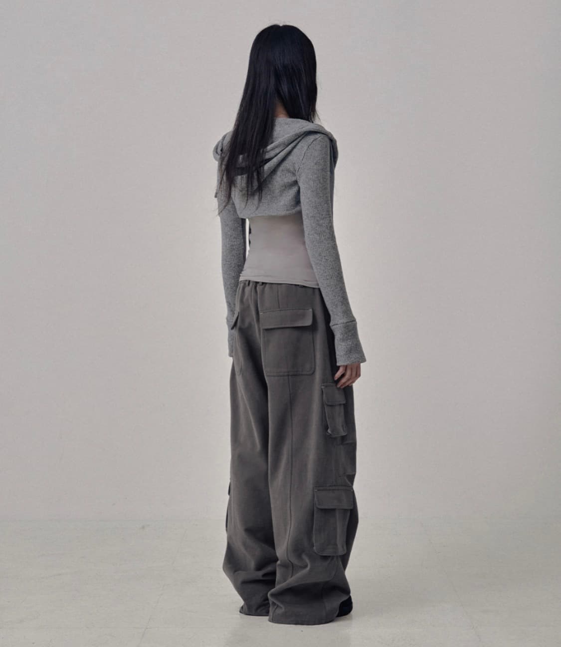 41pray knit hoodie bolero cardigan grey 상품이미지3