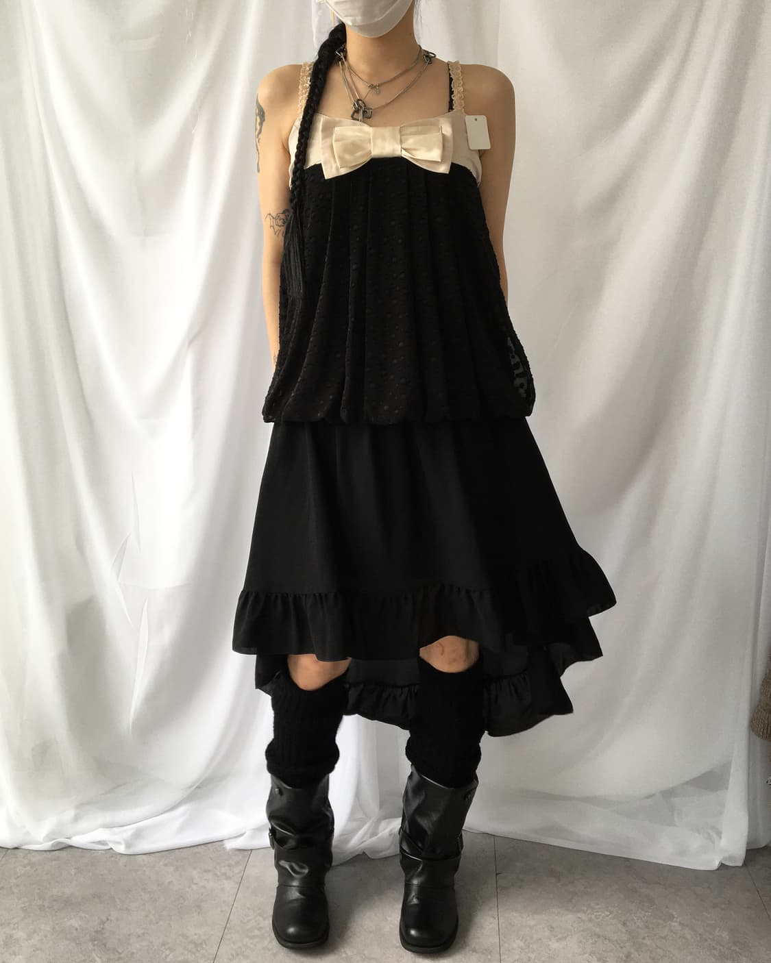 Ribbon trimming unbalanced skirt 상품이미지8