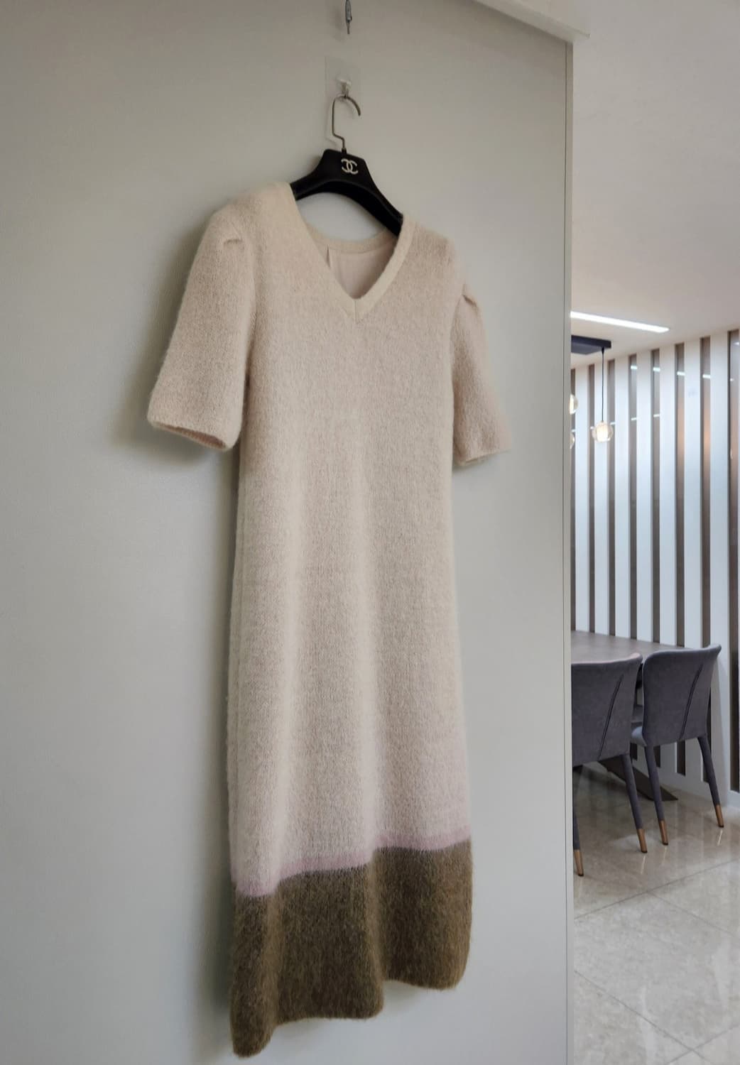 구호 모헤어 하프슬리브리스 롱니트 원피스 55사이즈 상품이미지5
