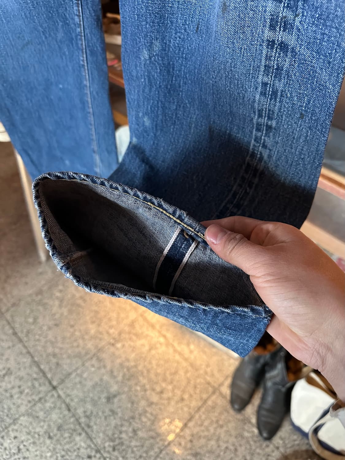 70s USA 빈티지 리바이스 501 66전기 셀비지 데님 팬츠 상품이미지5