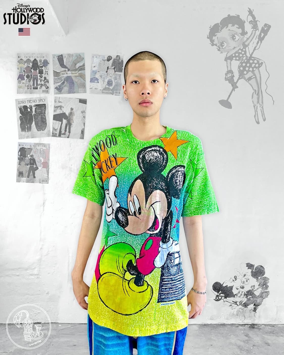 90s 디즈니 미키마우스 풀 프린팅 빈티지 반팔 티셔츠 상품이미지1