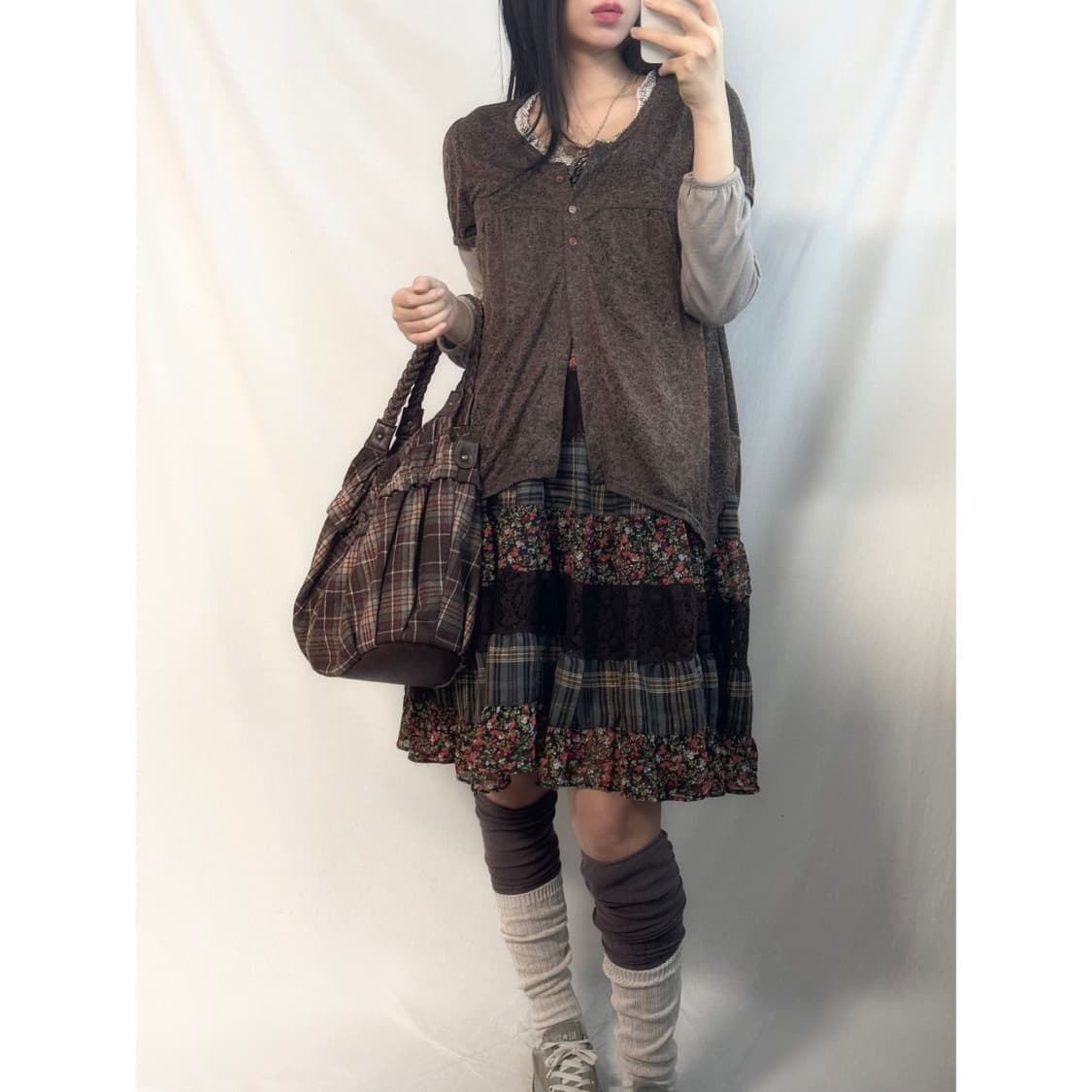 플라워 패턴 퍼프 슬리브 하프 버튼 가디건 상품이미지1