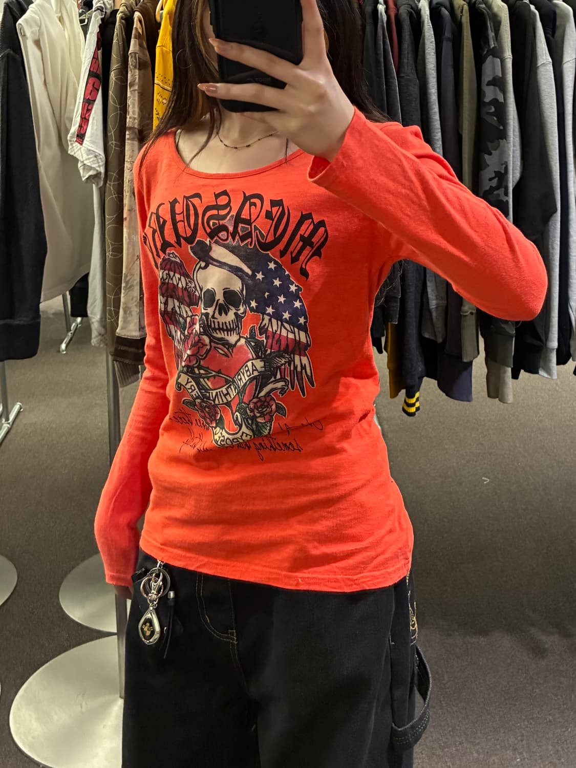 L)Japanese vintage y2k 스컬 프린팅 롱슬리브 상품이미지2