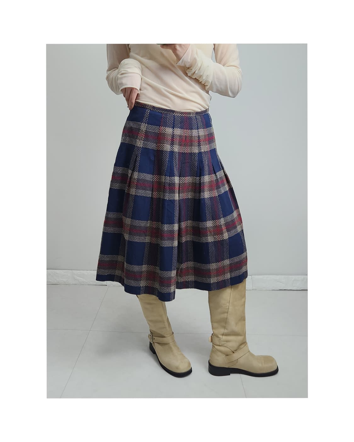 (yorkland)체크 플리츠 스커트 상품이미지1