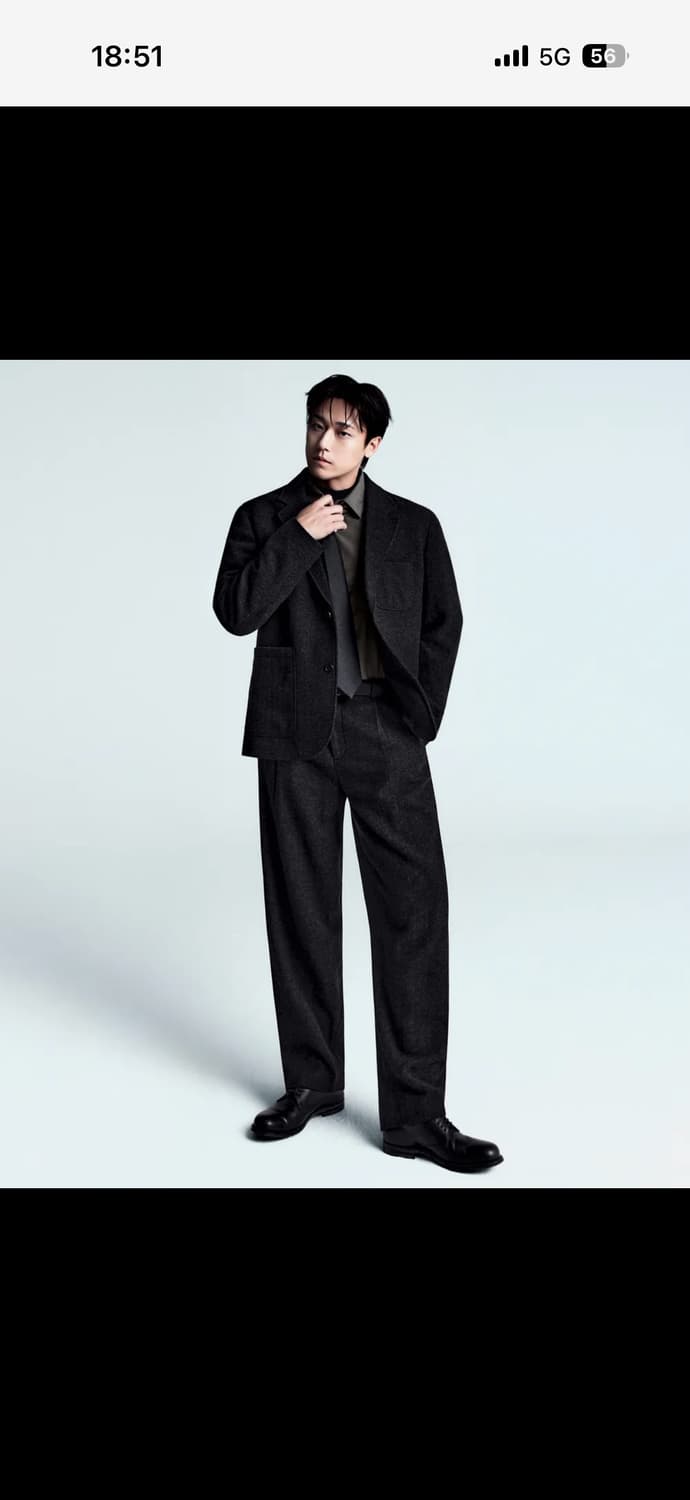 [30] 무탠다드 울 블렌드 트래디셔널 슬랙스 차콜그레이 상품이미지1