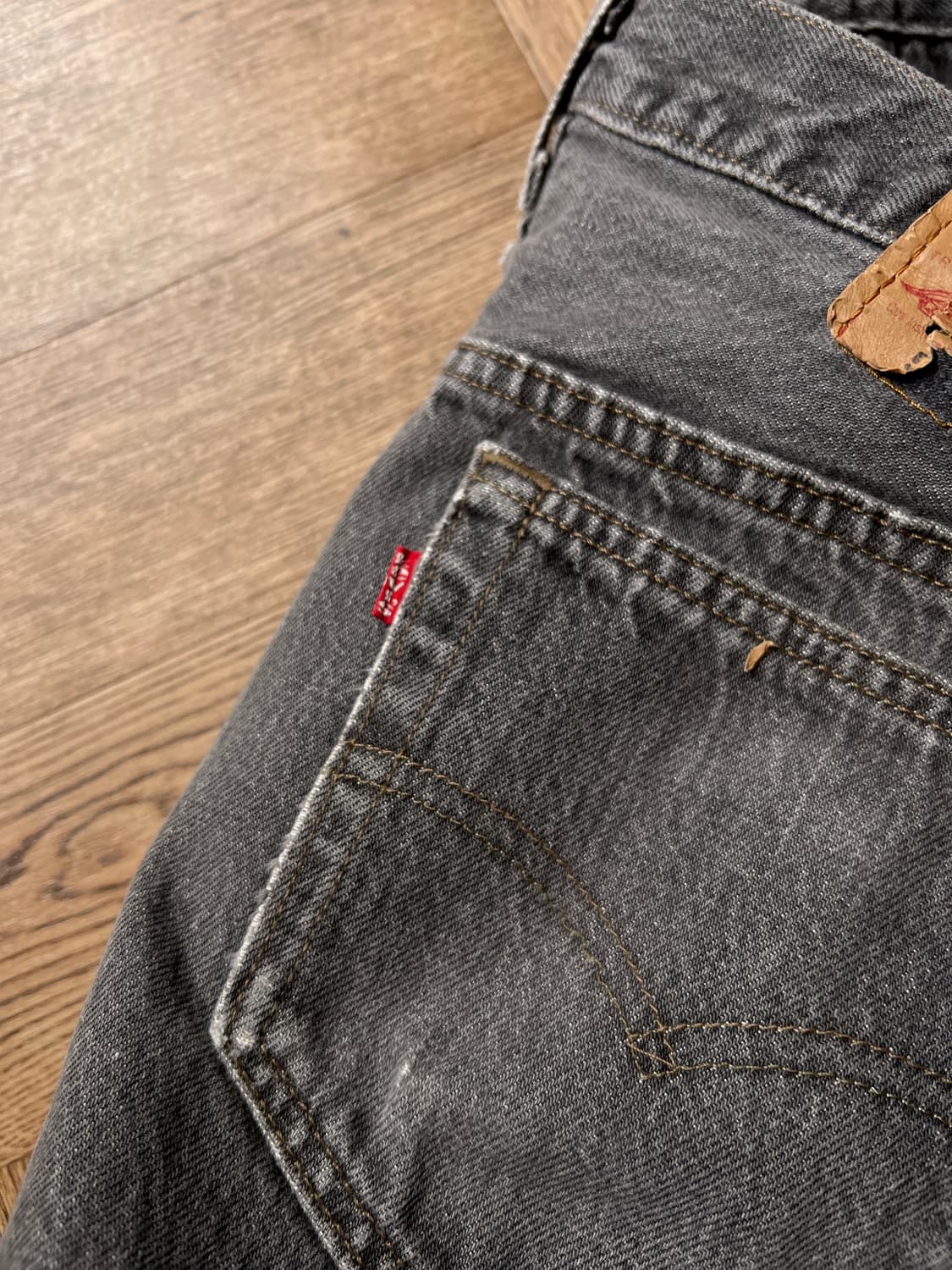 [36]90's 리바이스 501 USA Made 흑청 데님 팬츠 S18 상품이미지7