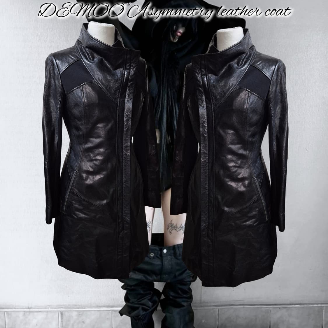 DEMOO Asymmetry leather coat 상품이미지1