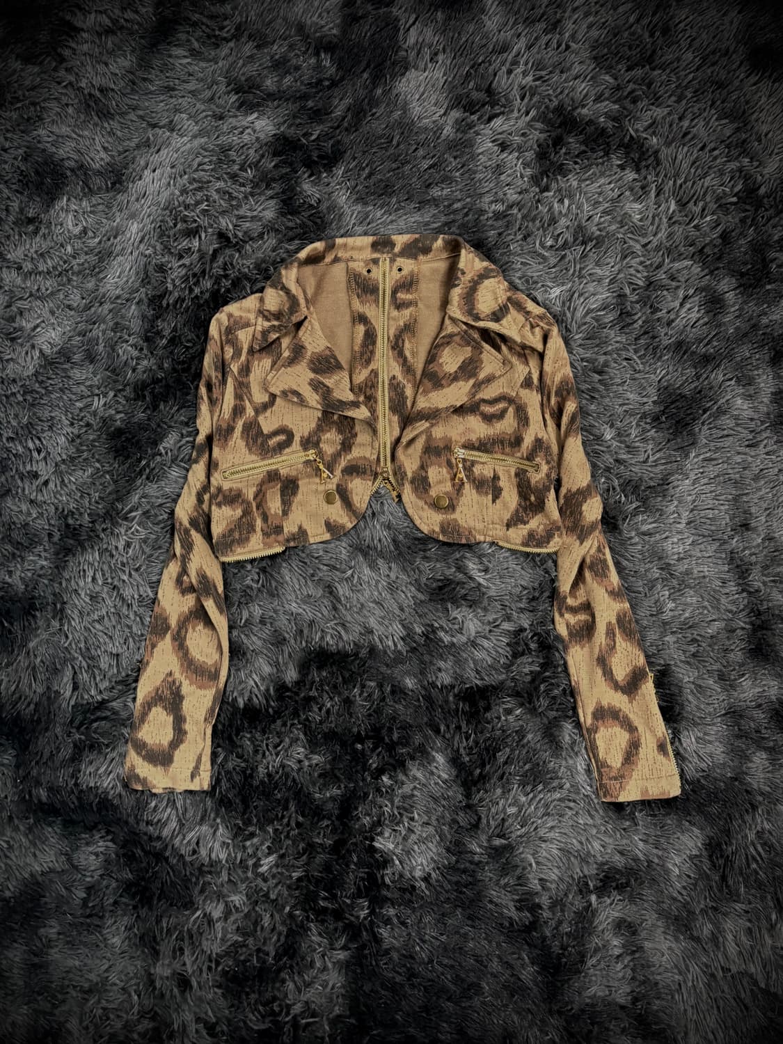 ANZU 레오파드 크롭 지퍼 디테일 자켓 상품이미지1