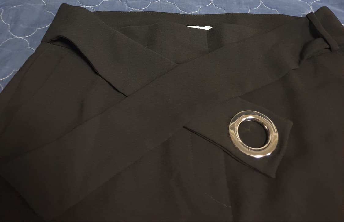 망고 수트라인 우먼 벨티드 스판 와이드슬랙스 블랙 (S) 상품이미지2